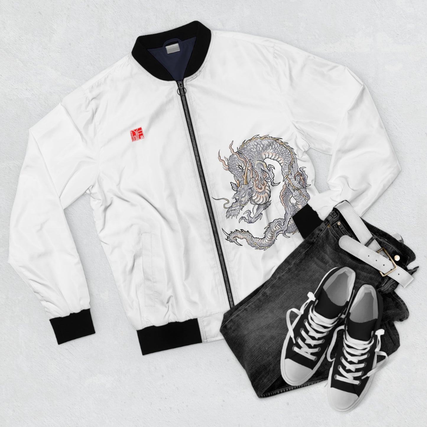 JAPANESE Guardian Dragon Bomber Jacket - White/Colour