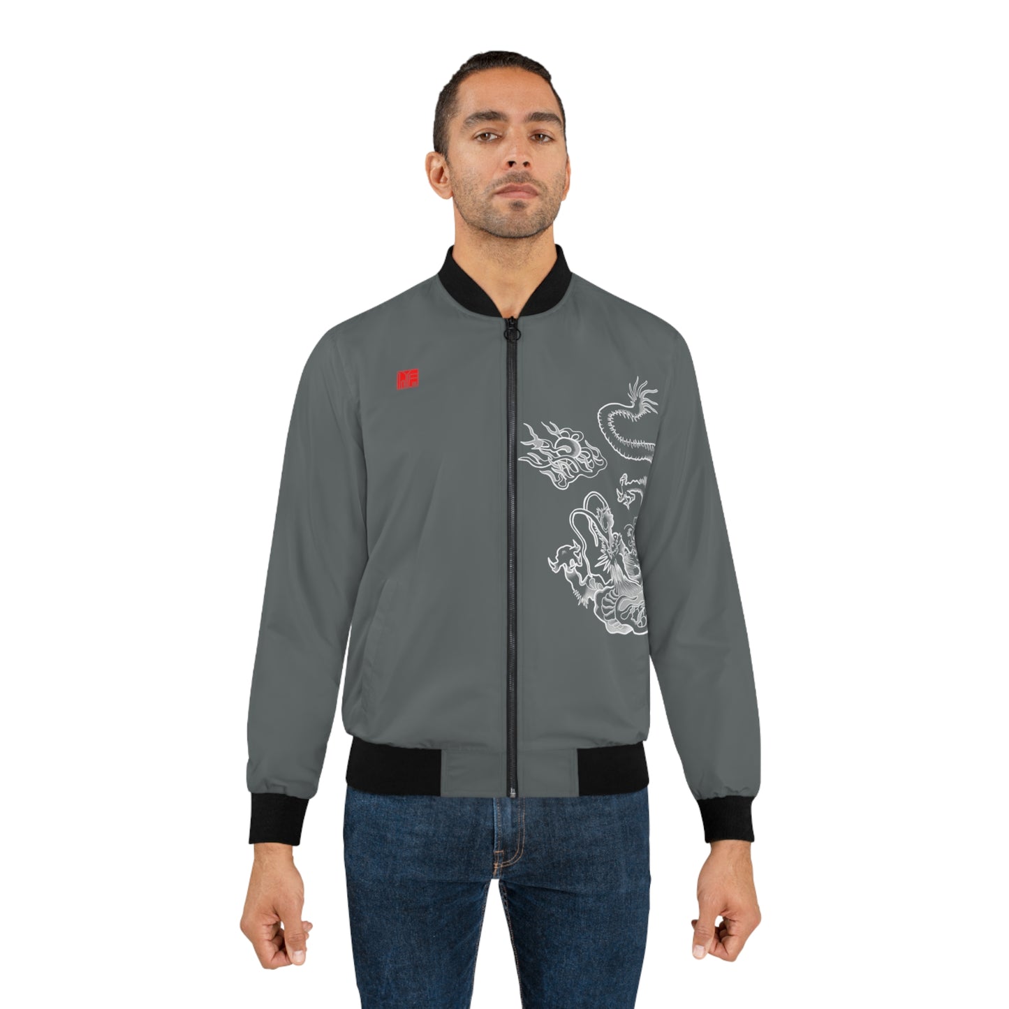 KOREAN Royal Dragon Bomber Jacket - Grey