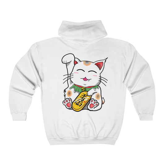 Cute Cat Maneki-Neko Full Zip Hoody