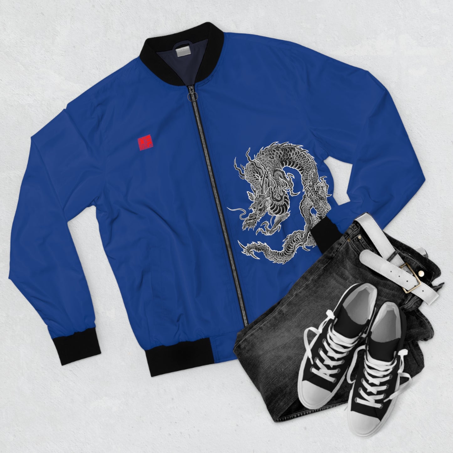 JAPANESE Guardian Dragon Bomber Jacket - Blue