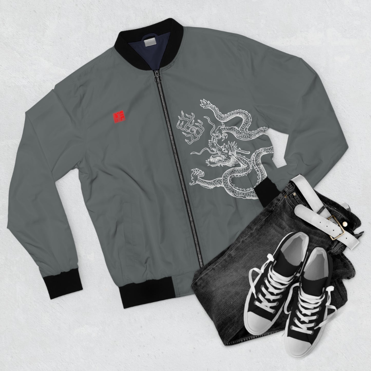 CHINESE Imperial Dragon Bomber Jacket - Grey