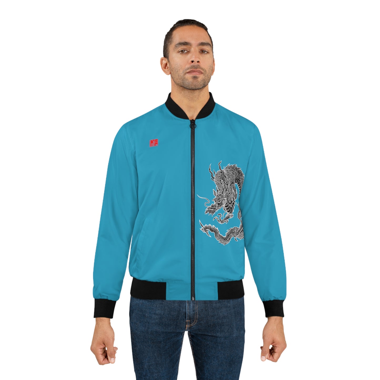 JAPANESE Guardian Dragon Bomber Jacket - Turquoise