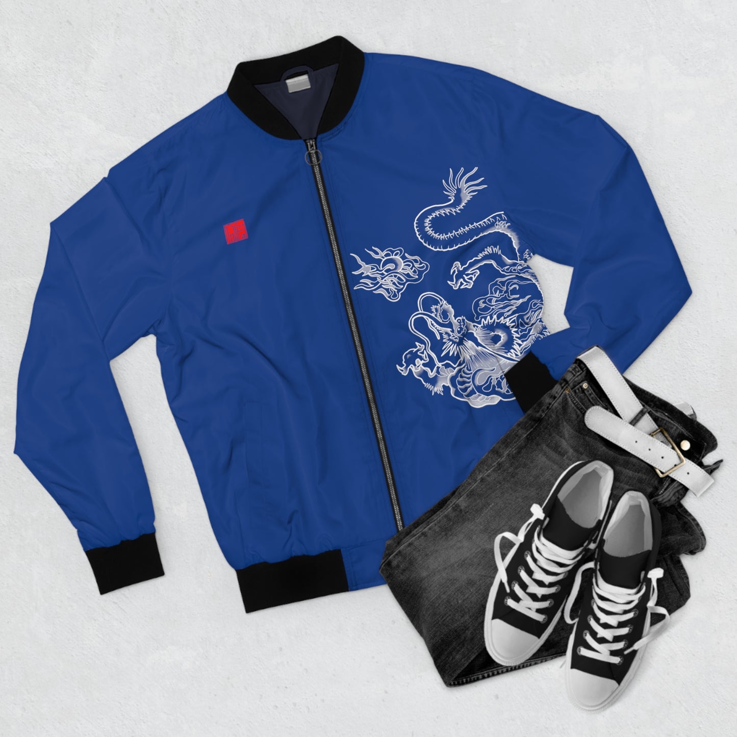 KOREAN Royal Dragon Bomber Jacket - Blue