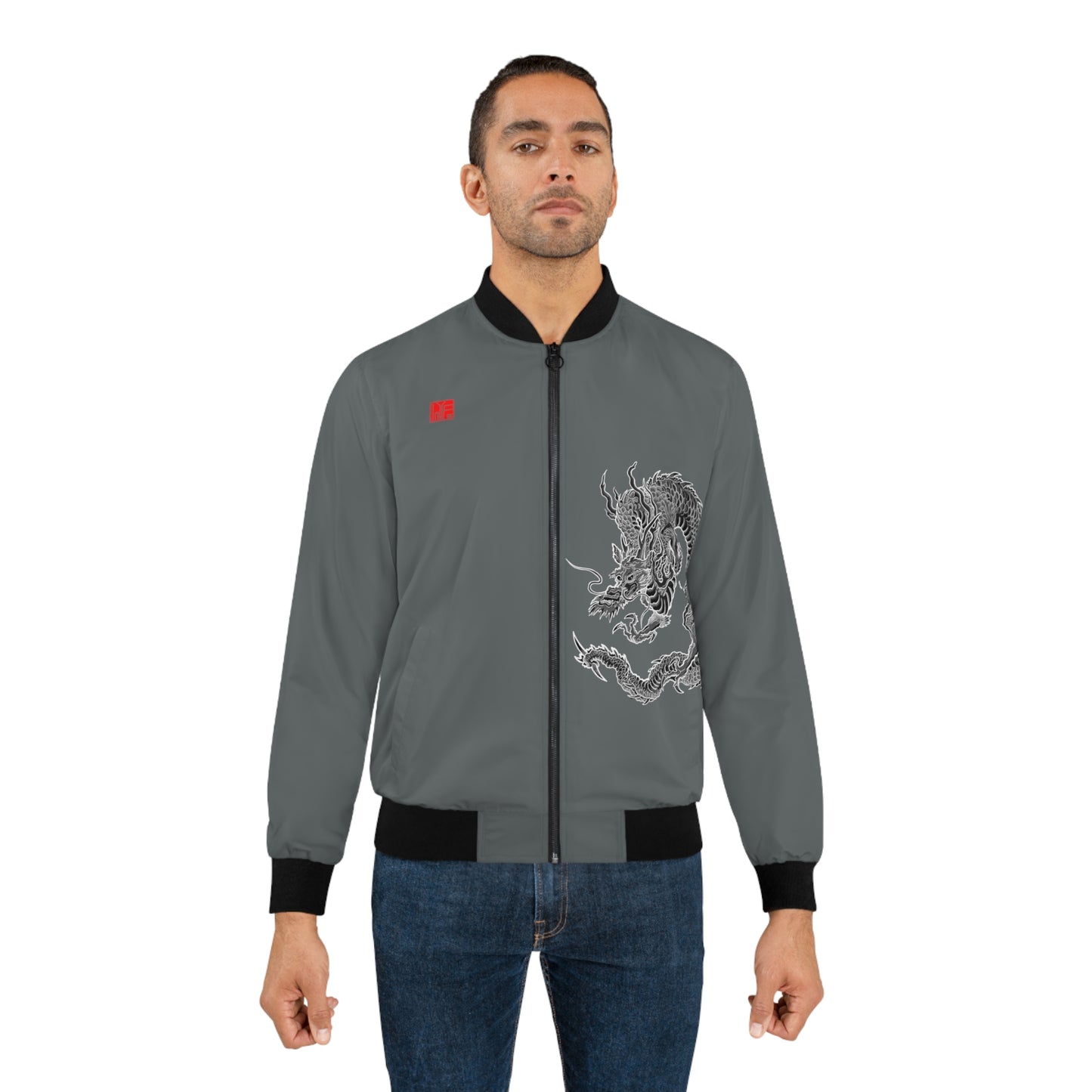 JAPANESE Guardian Dragon Bomber Jacket - Grey