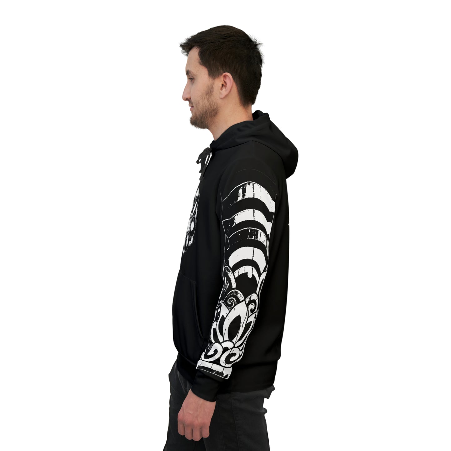 Traditonal Korean Hoodie - Dancheong Symbol & Pattern with Caligraphy- BLACK
