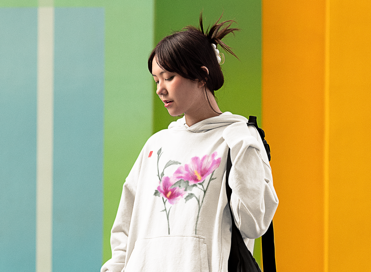 Korean 무궁화 Korean Rose - Unisex Hoodie - COLOUR