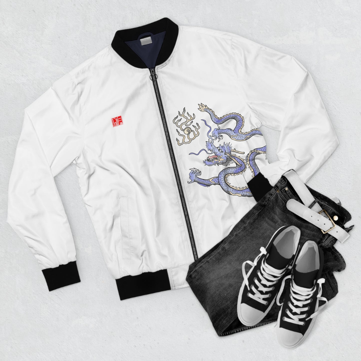 Chinese Imperial Dragon Bomber Jacket - White/Colour