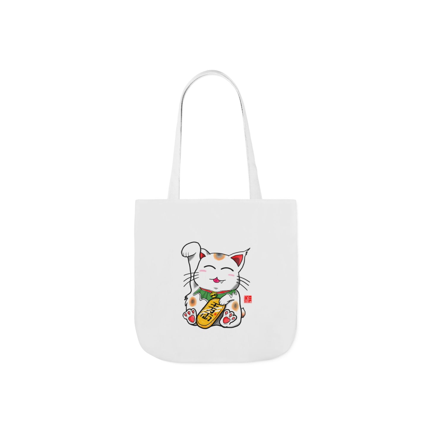 Maneki-Neko Canvas Tote Bag, 5-Color Straps
