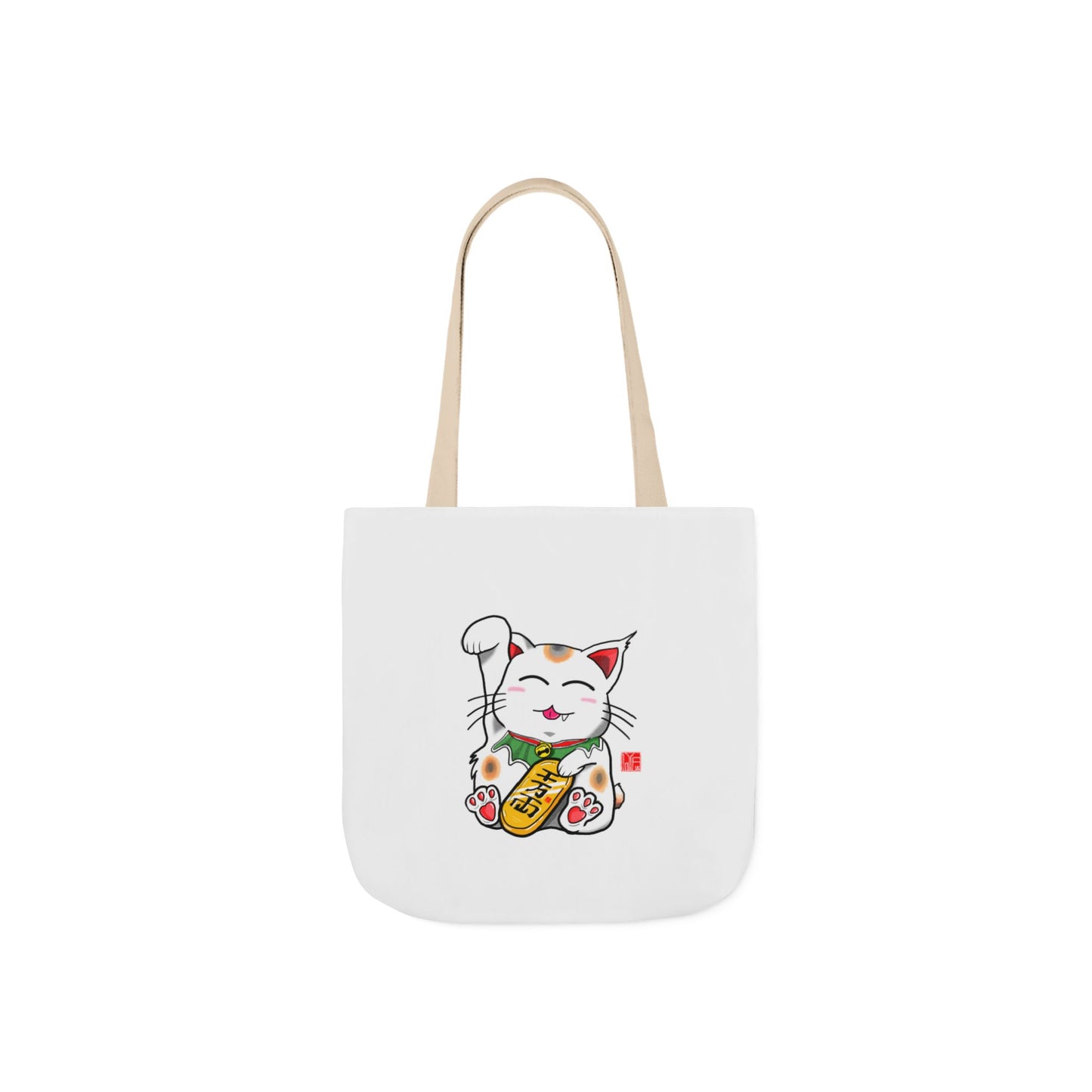 Maneki-Neko Canvas Tote Bag, 5-Color Straps