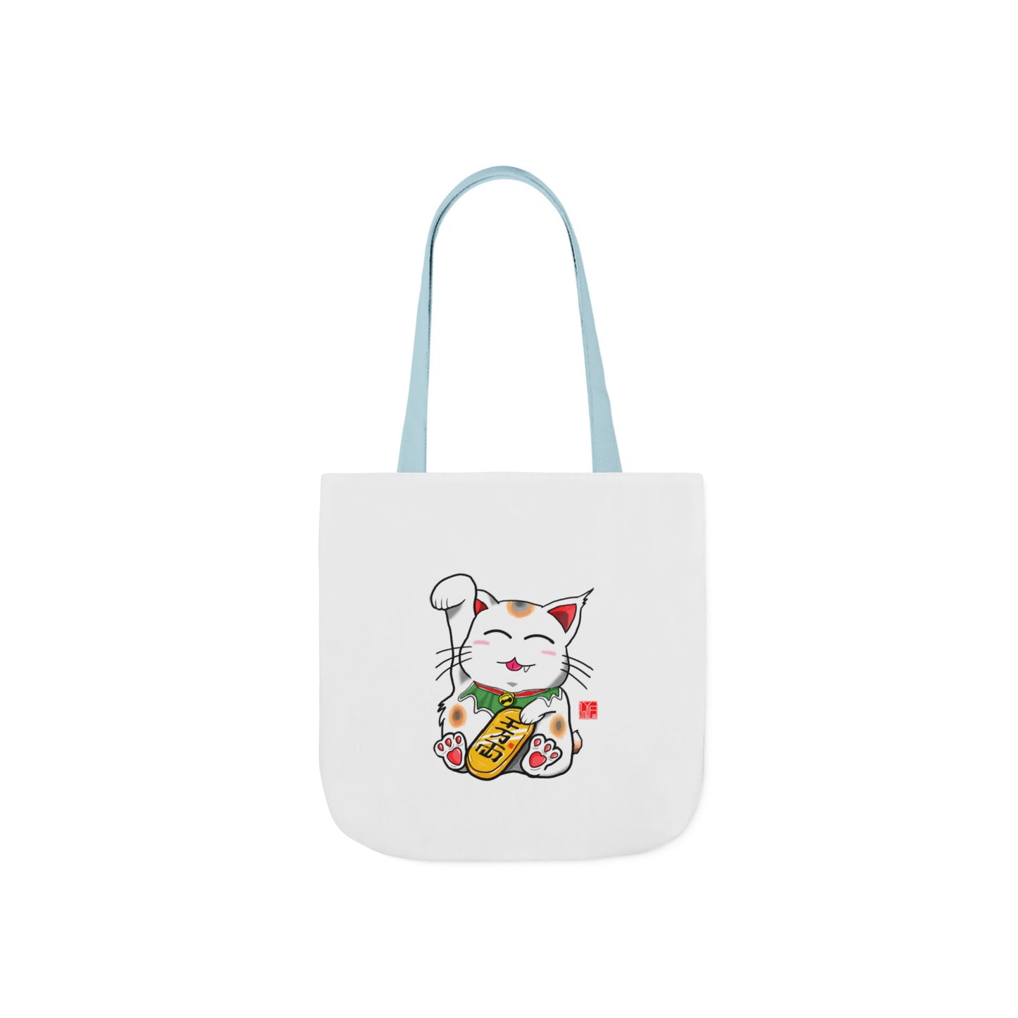 Maneki-Neko Canvas Tote Bag, 5-Color Straps