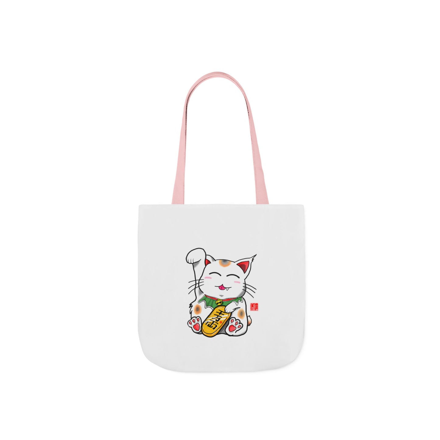 Maneki-Neko Canvas Tote Bag, 5-Color Straps