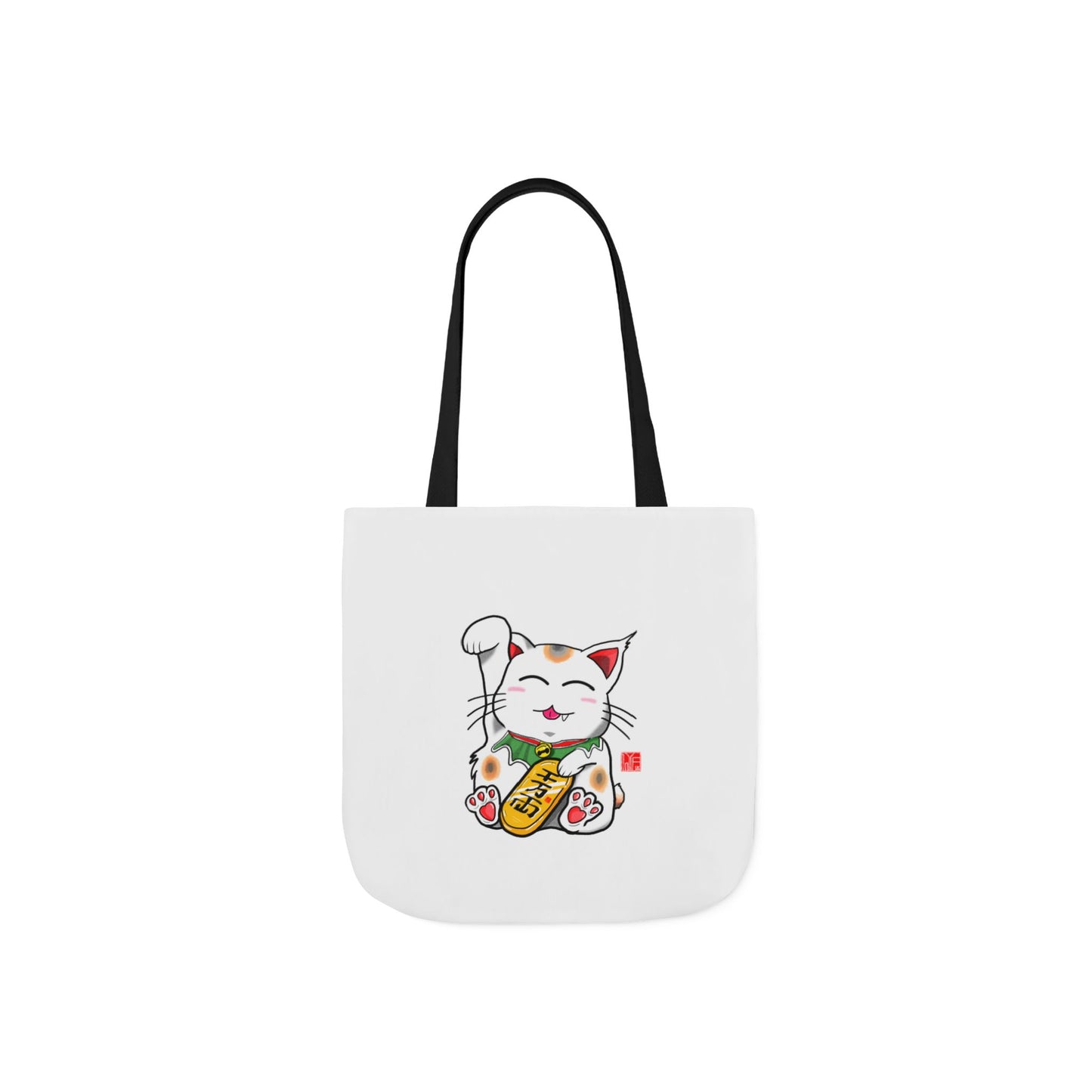 Maneki-Neko Canvas Tote Bag, 5-Color Straps